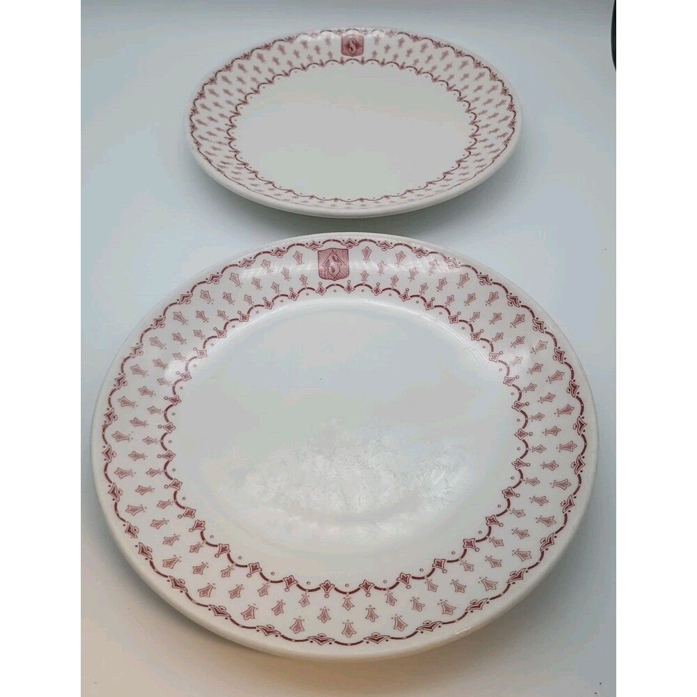 2 Vtg Lamberton Scammel Fred Sanders Ice Cream Shop Shoppe Plates Red S 9.25"